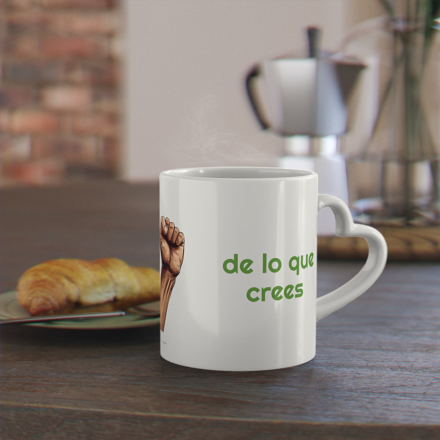 Taza con asa en forma de corazón "Eres más fuerte de lo que crees"